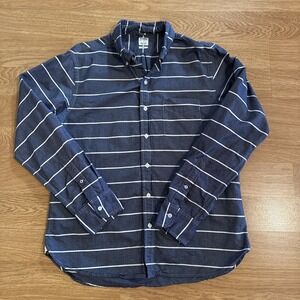 Bonobos Shirt Men's Large Slim Fit Washed Oxford Blue/White Striped Long Sleeve